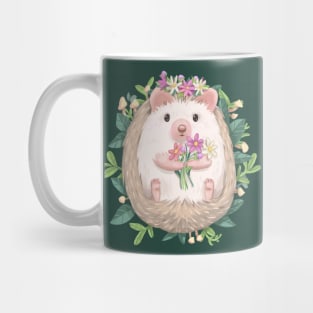 Flower Crown Hedgehog with Bouquet Mug